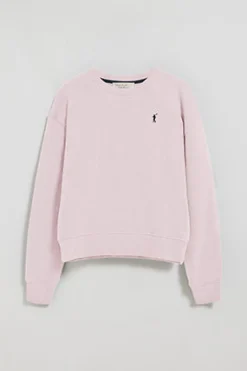 Sudadera de cuello redondo rosa con logo bordado Rigby Go