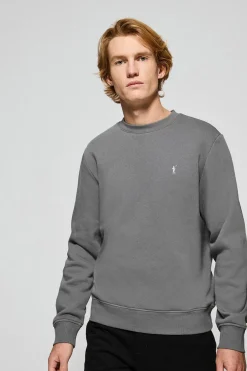 Sudadera de cuello redondo gris asfalto con logo bordado Rigby Go