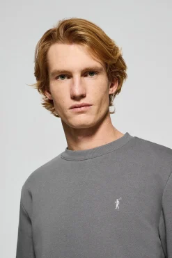 Sudadera de cuello redondo gris asfalto con logo bordado Rigby Go