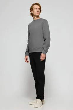 Sudadera de cuello redondo gris asfalto con logo bordado Rigby Go