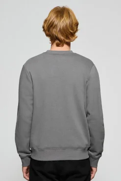 Sudadera de cuello redondo gris asfalto con logo bordado Rigby Go