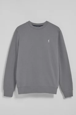 Sudadera de cuello redondo gris asfalto con logo bordado Rigby Go