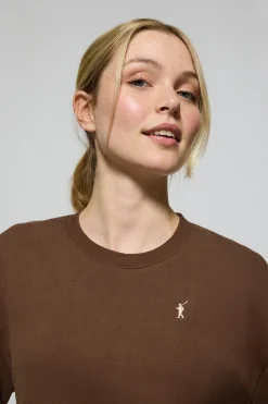 Sudadera de cuello redondo marrón con logo bordado Rigby Go