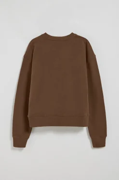 Sudadera de cuello redondo marrón con logo bordado Rigby Go