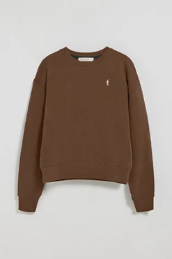 Sudadera de cuello redondo marrón con logo bordado Rigby Go