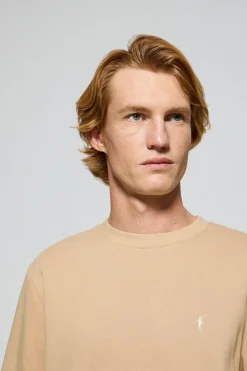 Sudadera de cuello redondo color camel con logo bordado Rigby Go