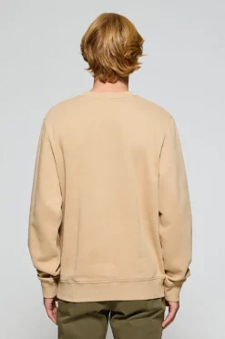 Sudadera de cuello redondo color camel con logo bordado Rigby Go