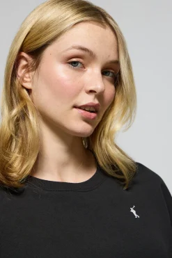 Sudadera de cuello redondo negra con logo bordado Rigby Go