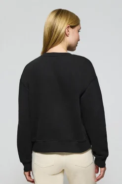 Sudadera de cuello redondo negra con logo bordado Rigby Go