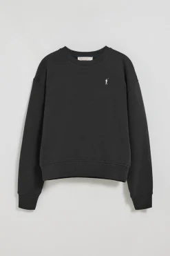 Sudadera de cuello redondo negra con logo bordado Rigby Go