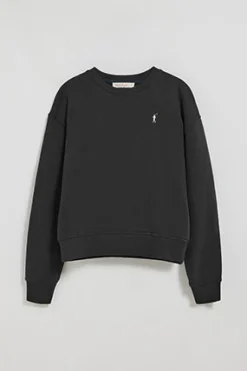 Sudadera de cuello redondo negra con logo bordado Rigby Go