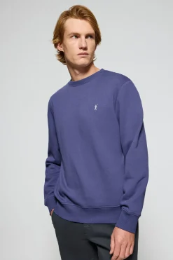 Sudadera de cuello redondo azul océano con logo bordado Rigby Go