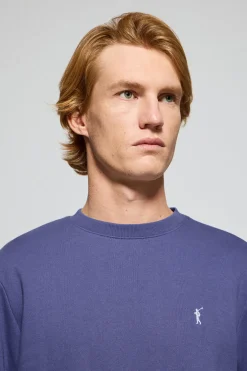 Sudadera de cuello redondo azul océano con logo bordado Rigby Go