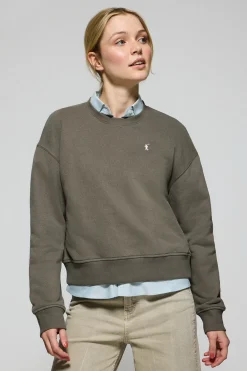 Sudadera de cuello redondo verde con logo bordado Rigby Go