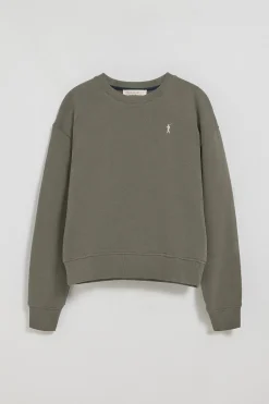 Sudadera de cuello redondo verde con logo bordado Rigby Go