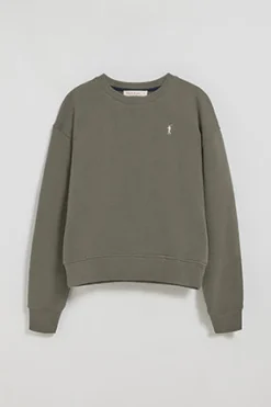 Sudadera de cuello redondo verde con logo bordado Rigby Go