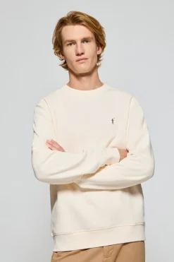 Sudadera de cuello redondo crudo con logo bordado Rigby Go
