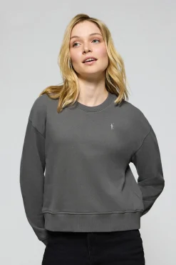 Sudadera de cuello redondo gris asfalto con logo bordado Rigby Go