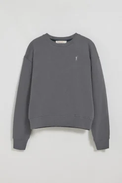 Sudadera de cuello redondo gris asfalto con logo bordado Rigby Go