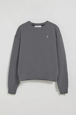 Sudadera de cuello redondo gris asfalto con logo bordado Rigby Go