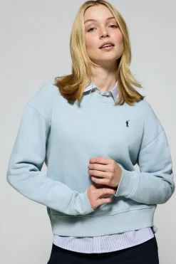 Sudadera de cuello redondo azul claro con logo bordado Rigby Go