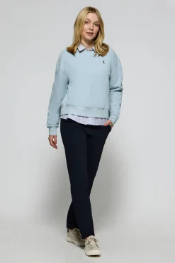 Sudadera de cuello redondo azul claro con logo bordado Rigby Go