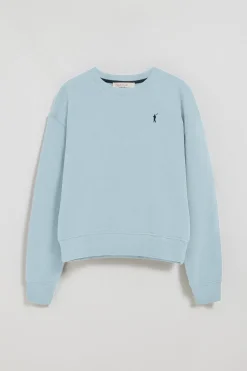 Sudadera de cuello redondo azul claro con logo bordado Rigby Go