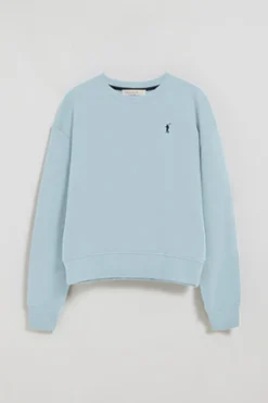 Sudadera de cuello redondo azul claro con logo bordado Rigby Go