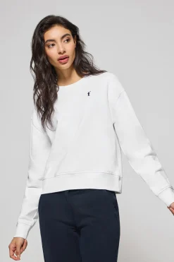 Sudadera de cuello redondo blanca con logo bordado Rigby Go