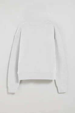 Sudadera de cuello redondo blanca con logo bordado Rigby Go