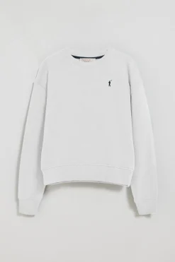 Sudadera de cuello redondo blanca con logo bordado Rigby Go