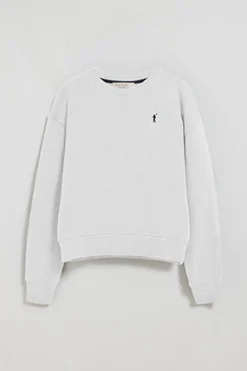 Sudadera de cuello redondo blanca con logo bordado Rigby Go