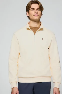 Sudadera de media cremallera color crudo con logo bordado Rigby Go