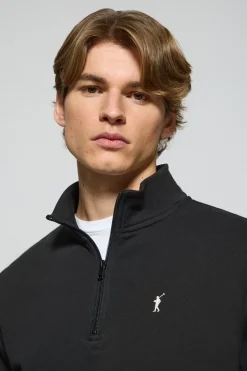 Sudadera de media cremallera negra con logo bordado Rigby Go