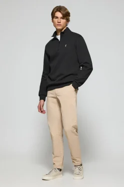 Sudadera de media cremallera negra con logo bordado Rigby Go