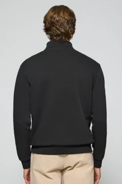 Sudadera de media cremallera negra con logo bordado Rigby Go