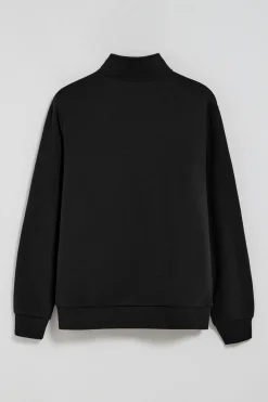 Sudadera de media cremallera negra con logo bordado Rigby Go