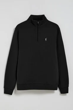 Sudadera de media cremallera negra con logo bordado Rigby Go