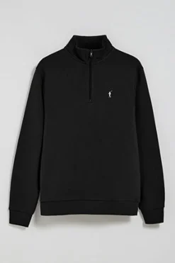 Sudadera de media cremallera negra con logo bordado Rigby Go