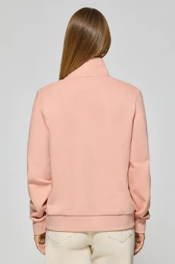 Sudadera de media cremallera rosa palo con logo Rigby Go
