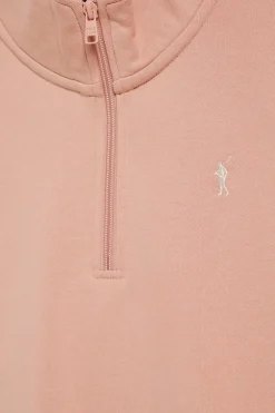 Sudadera de media cremallera rosa palo con logo Rigby Go