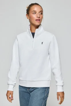 Sudadera de media cremallera blanca con logo Rigby Go