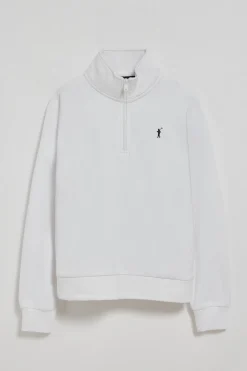 Sudadera de media cremallera blanca con logo Rigby Go