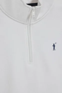 Sudadera de media cremallera blanca con logo Rigby Go