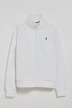 Sudadera de media cremallera blanca con logo Rigby Go