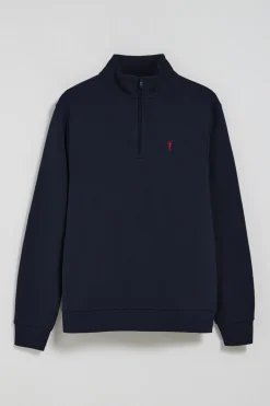 Sudadera de media cremallera azul marino con logo bordado Rigby Go