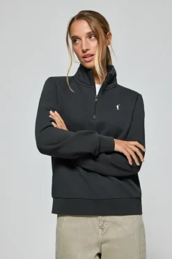 Sudadera de media cremallera negra con logo Rigby Go