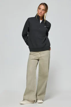 Sudadera de media cremallera negra con logo Rigby Go
