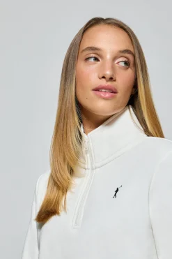 Sudadera de media cremallera blanco roto con logo Rigby Go