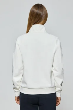 Sudadera de media cremallera blanco roto con logo Rigby Go